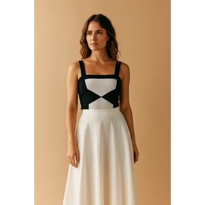 New Cache Women's Black White Y2K Knit Colorblock Tube Tank Top Size M
